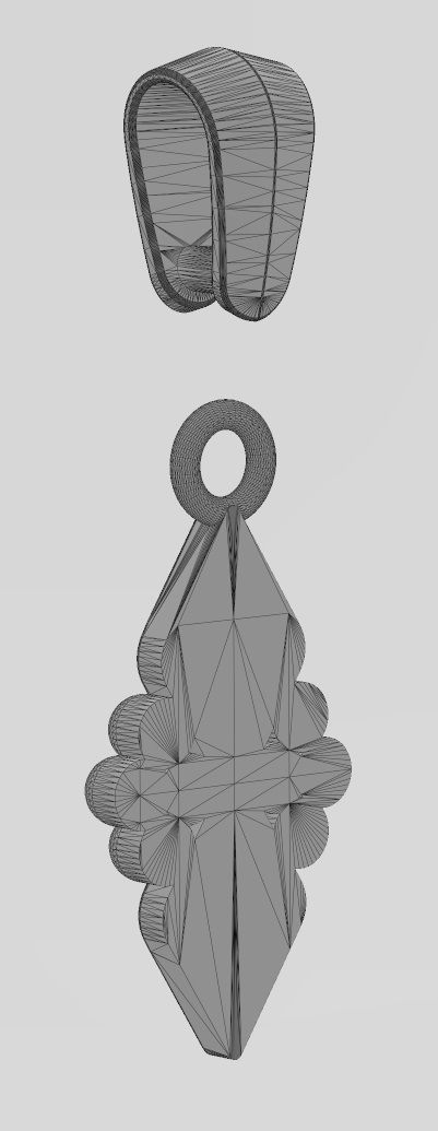 Stud and beads pendant charm with bail 3D print model_14