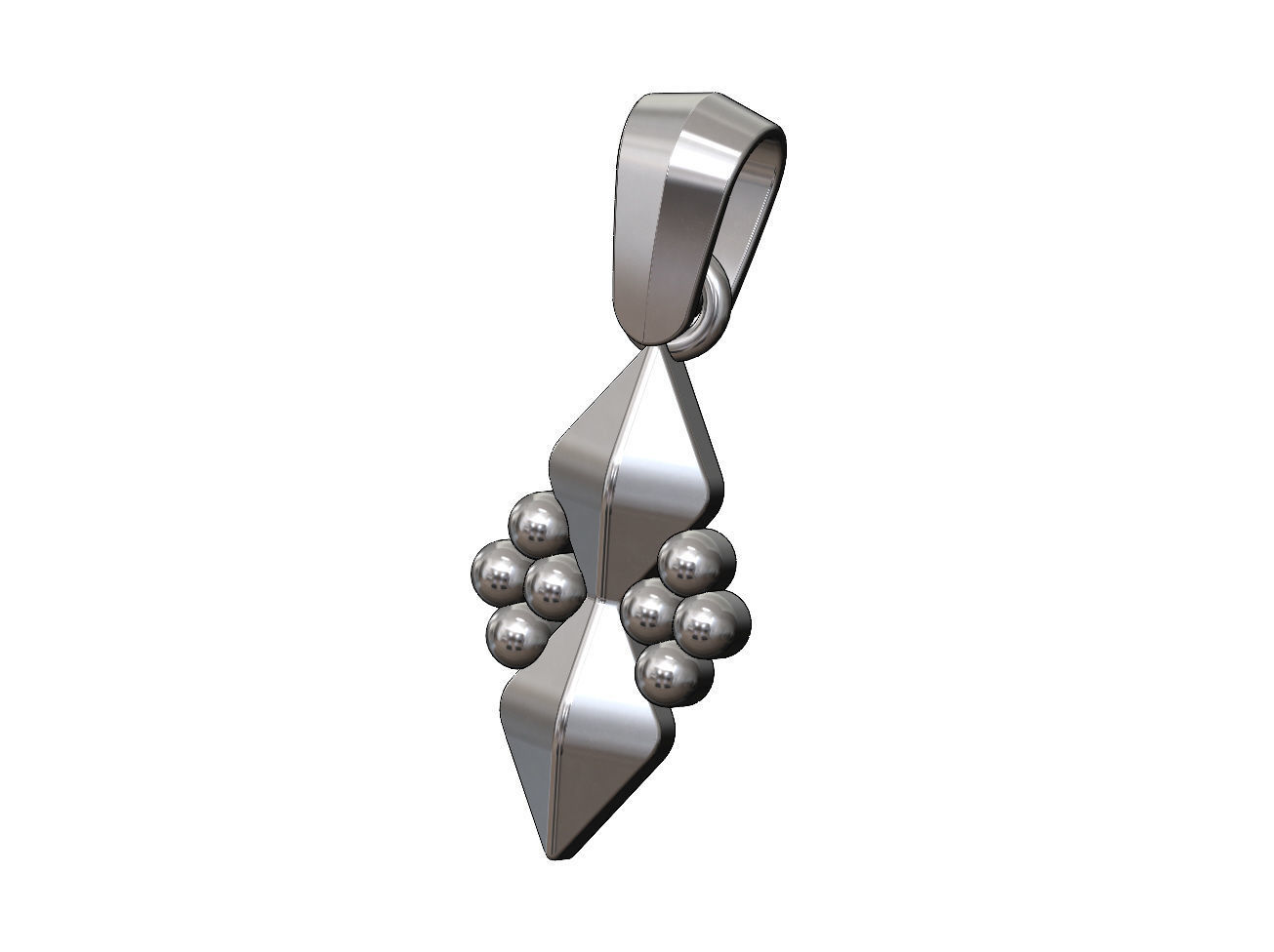 Stud and beads pendant charm with bail 3D print model_11