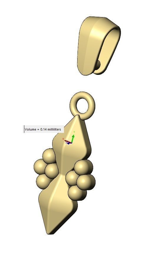 Stud and beads pendant charm with bail 3D print model_15