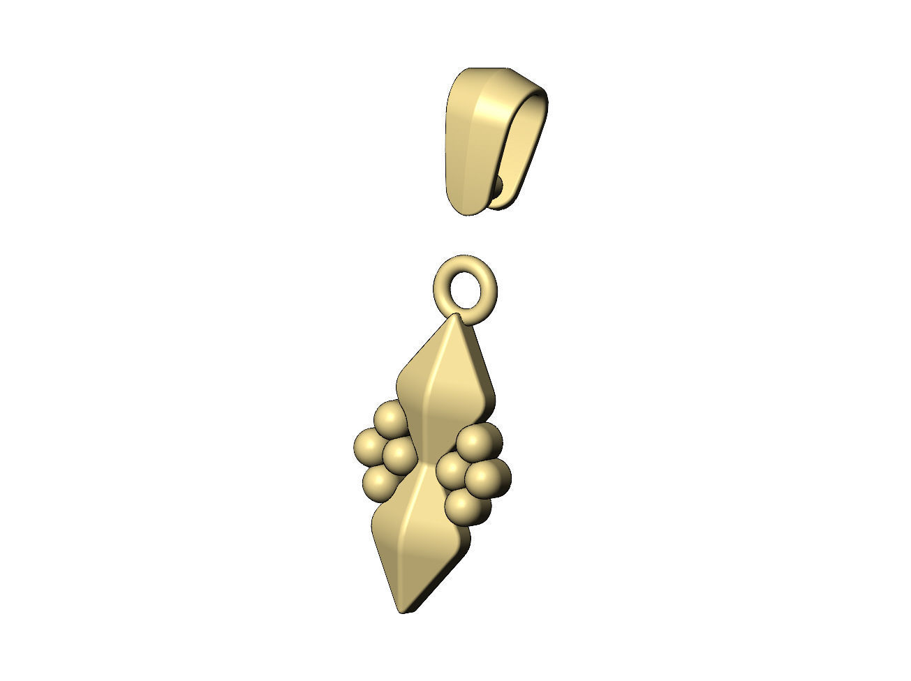 Stud and beads pendant charm with bail 3D print model_4