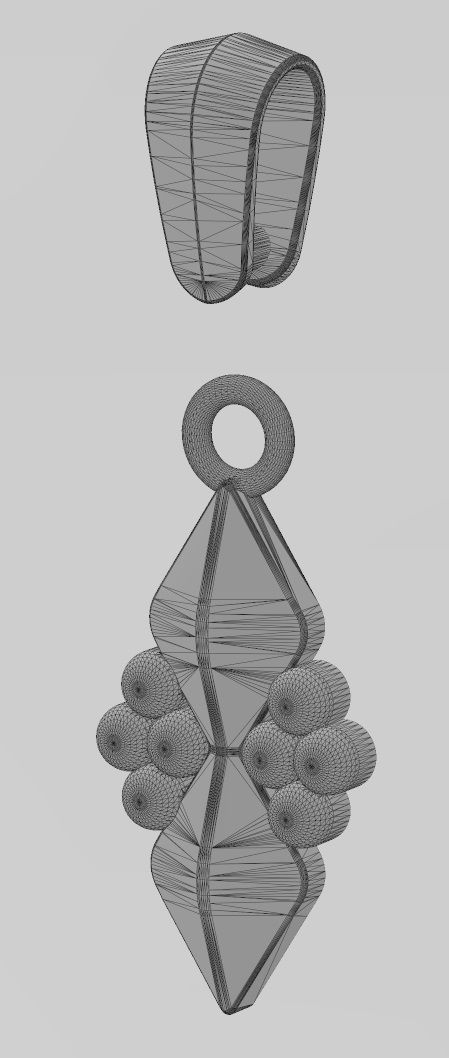 Stud and beads pendant charm with bail 3D print model_13