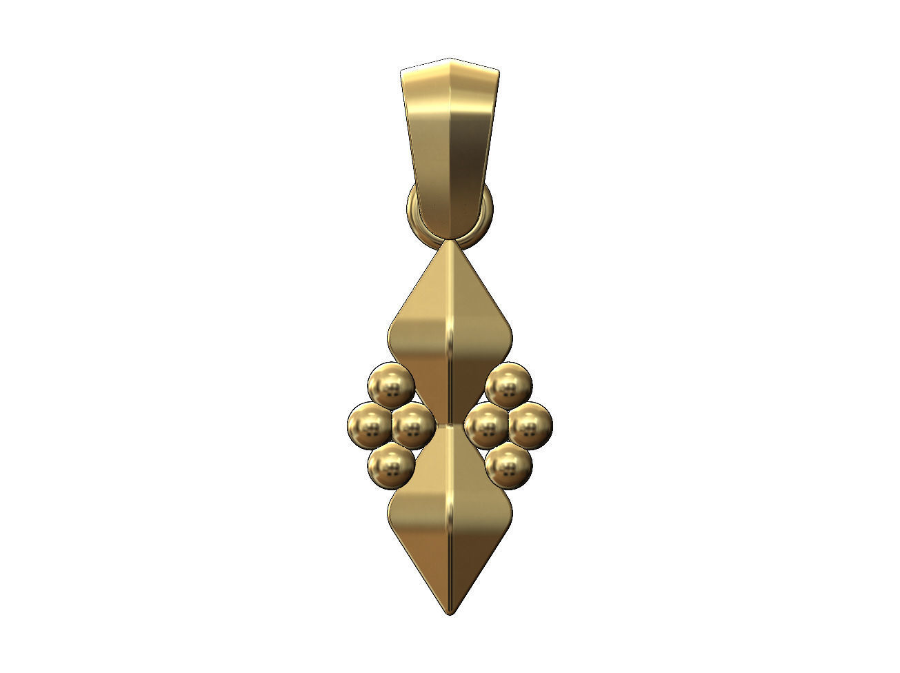 Stud and beads pendant charm with bail 3D print model_1