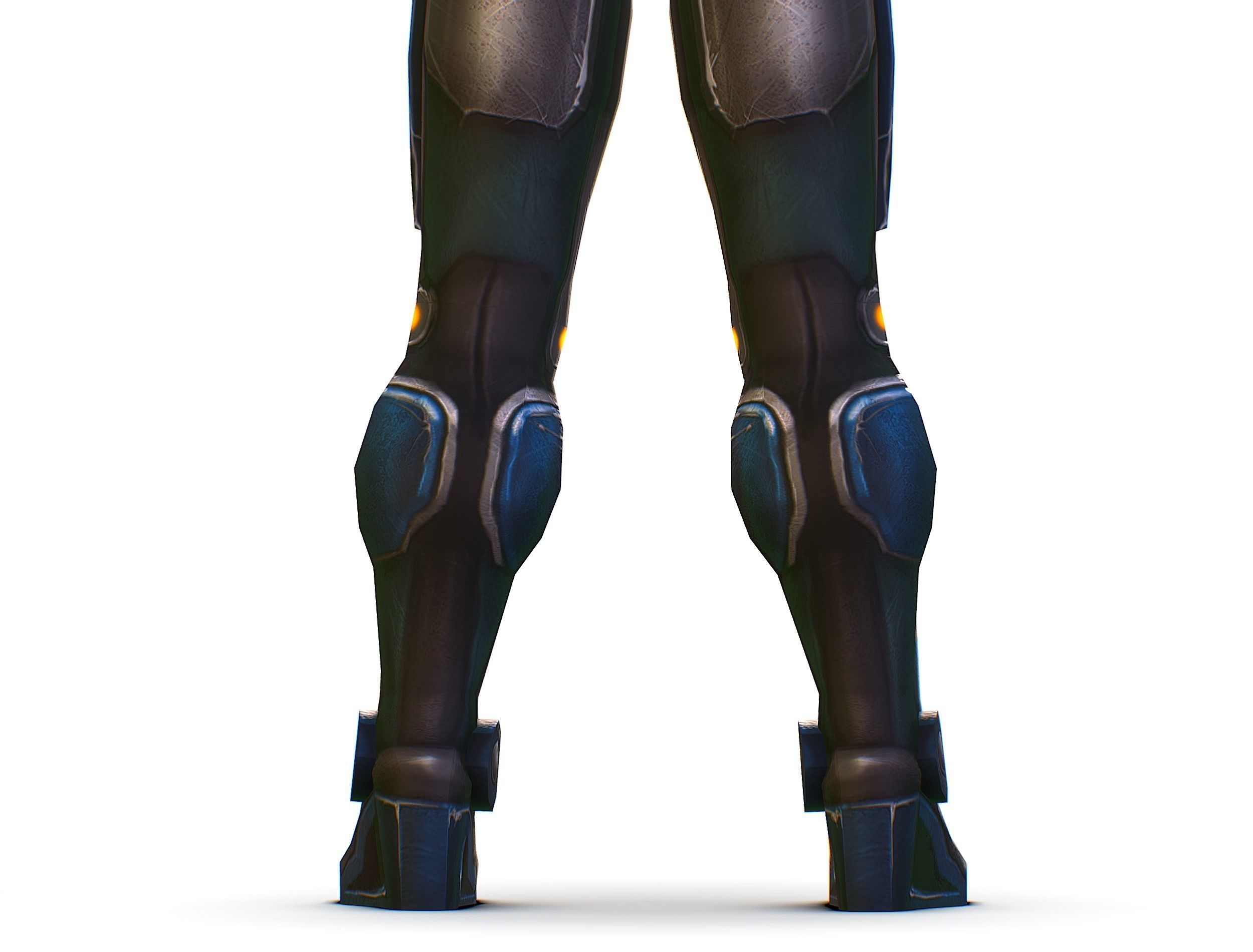 Woman Cyborg Soldier with Rifle and Pistol Low-poly 3D model_32