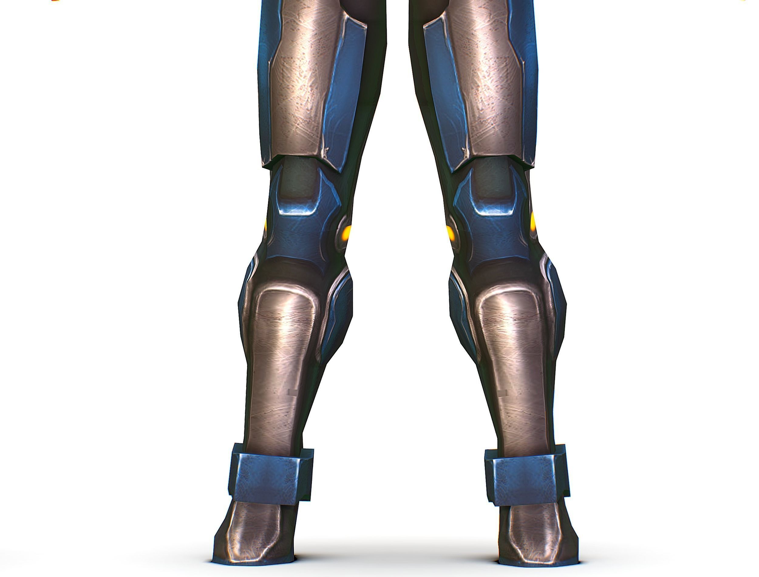 Woman Cyborg Soldier with Rifle and Pistol Low-poly 3D model_29