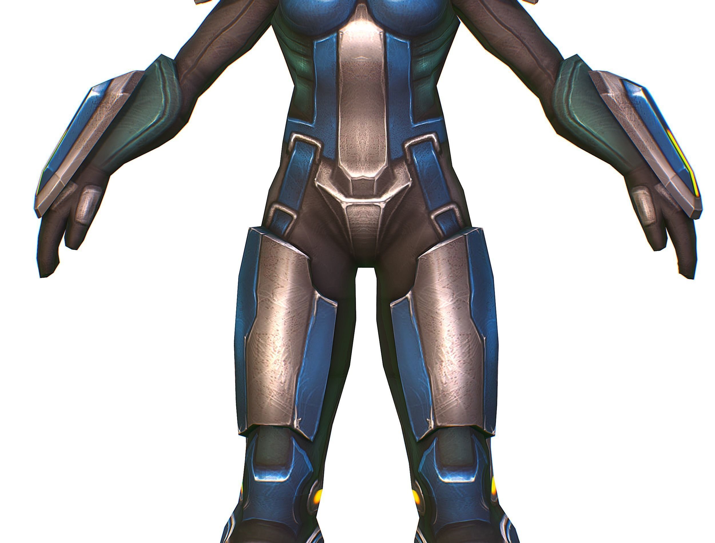 Woman Cyborg Soldier with Rifle and Pistol Low-poly 3D model_28