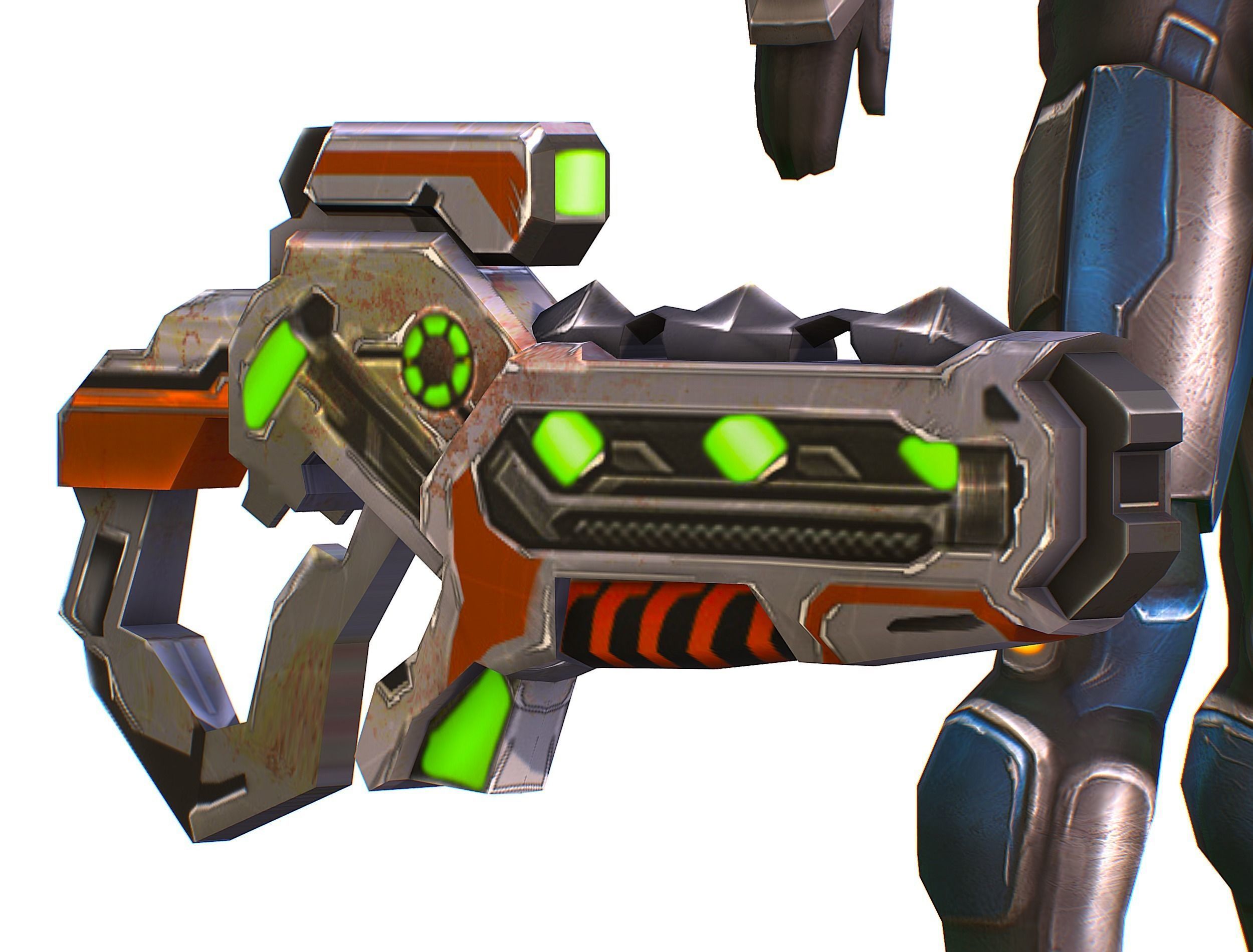 Woman Cyborg Soldier with Rifle and Pistol Low-poly 3D model_44