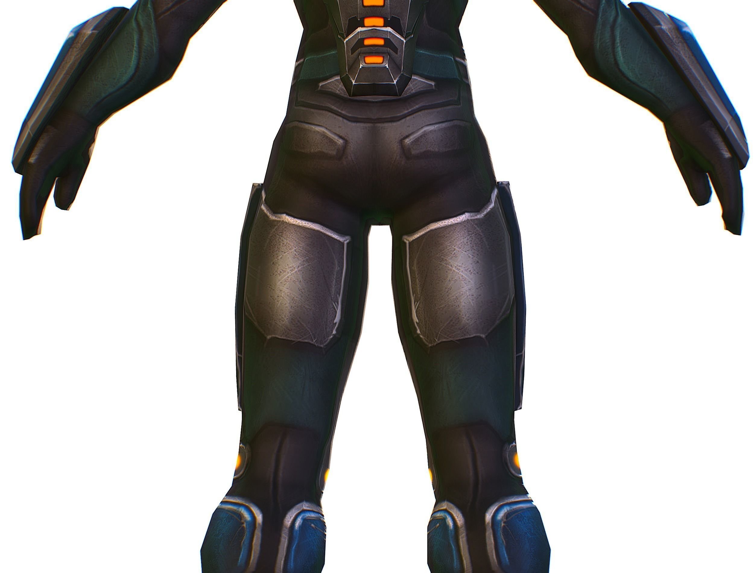 Woman Cyborg Soldier with Rifle and Pistol Low-poly 3D model_31