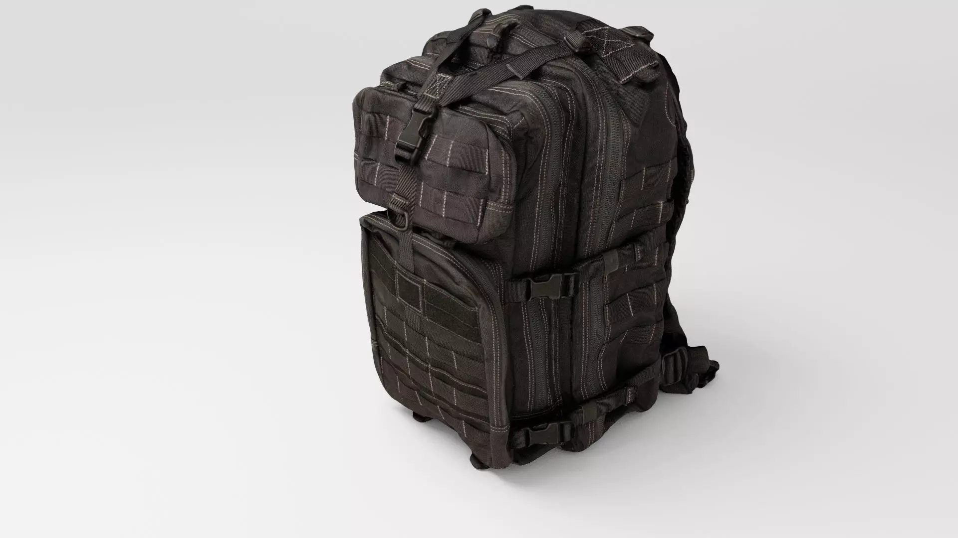 Black Tactical military backpack for soldiers 3D model_0