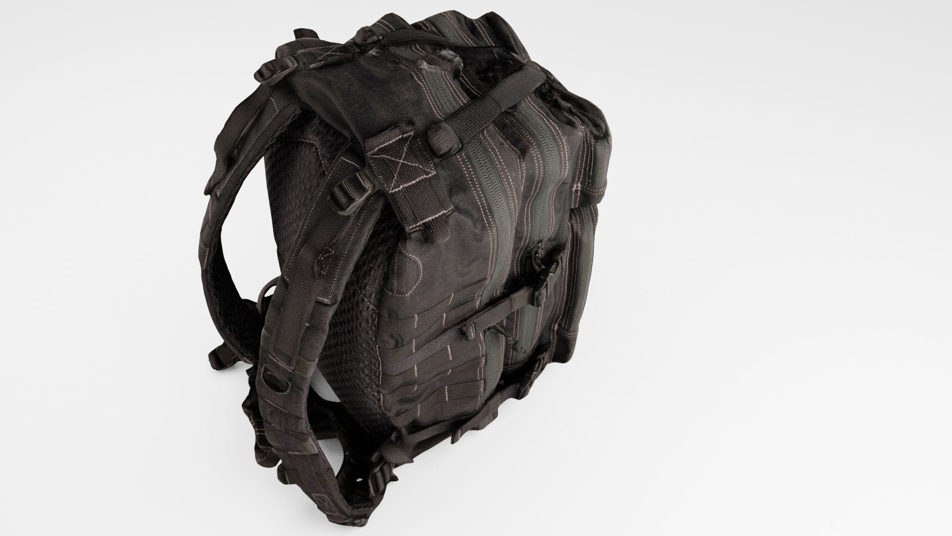 Black Tactical military backpack for soldiers 3D model_2