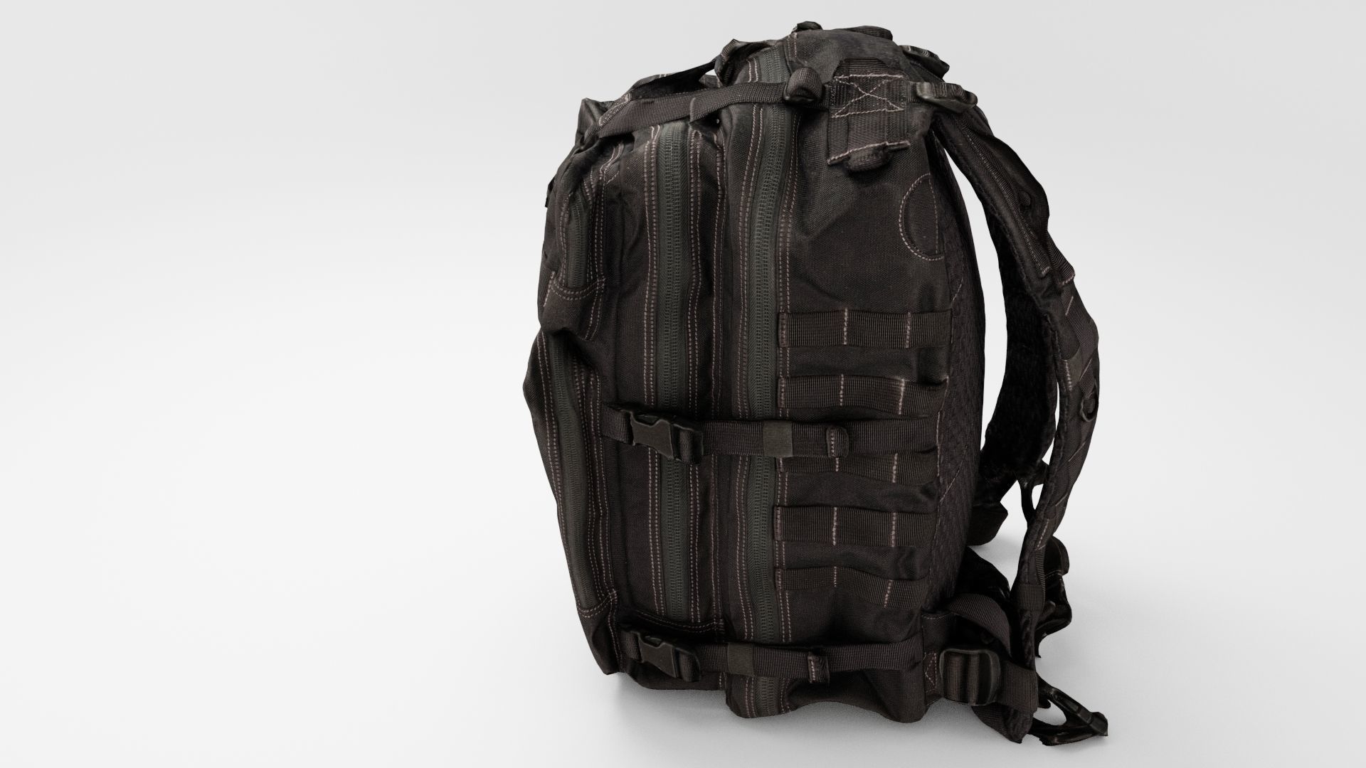 Black Tactical military backpack for soldiers 3D model_1