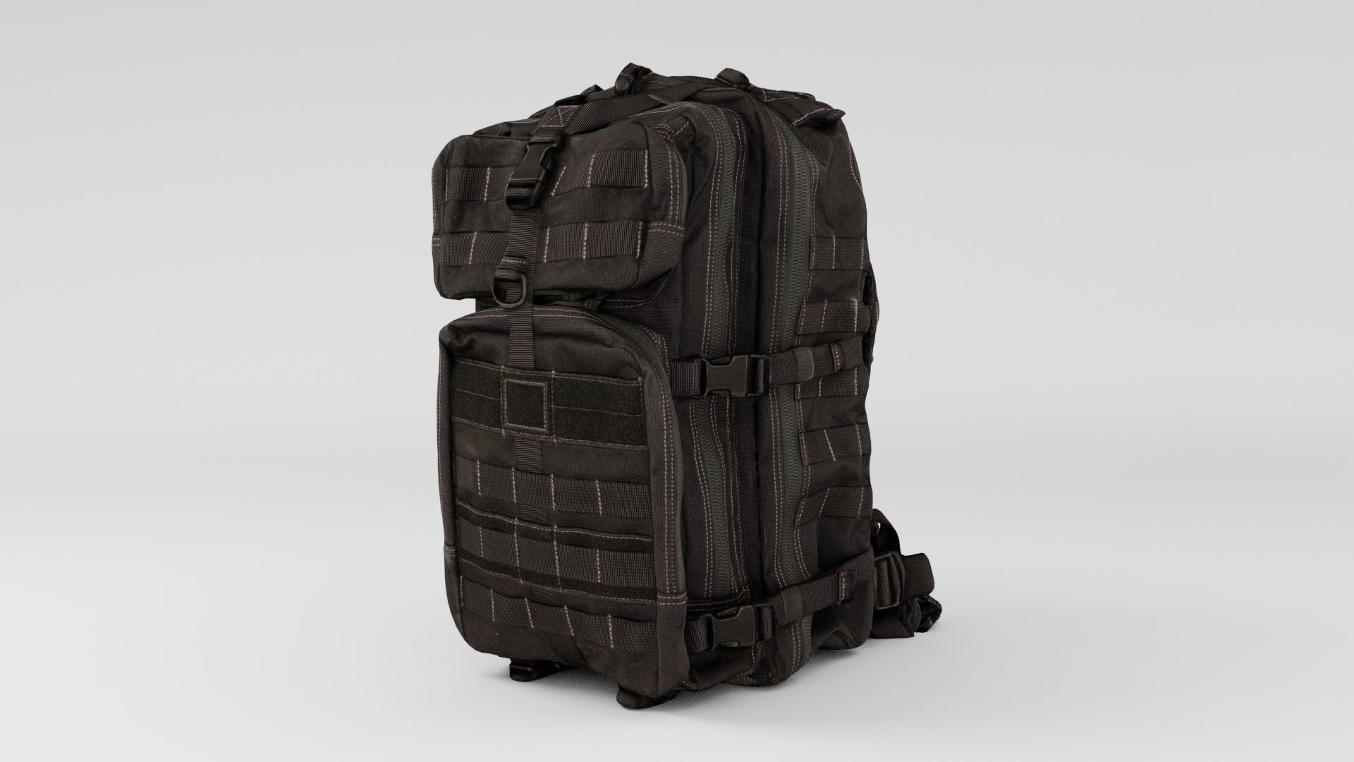 Black Tactical military backpack for soldiers 3D model_4