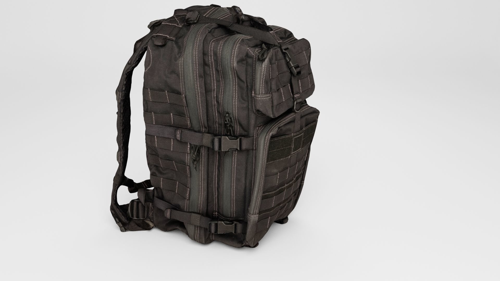 Black Tactical military backpack for soldiers 3D model_3