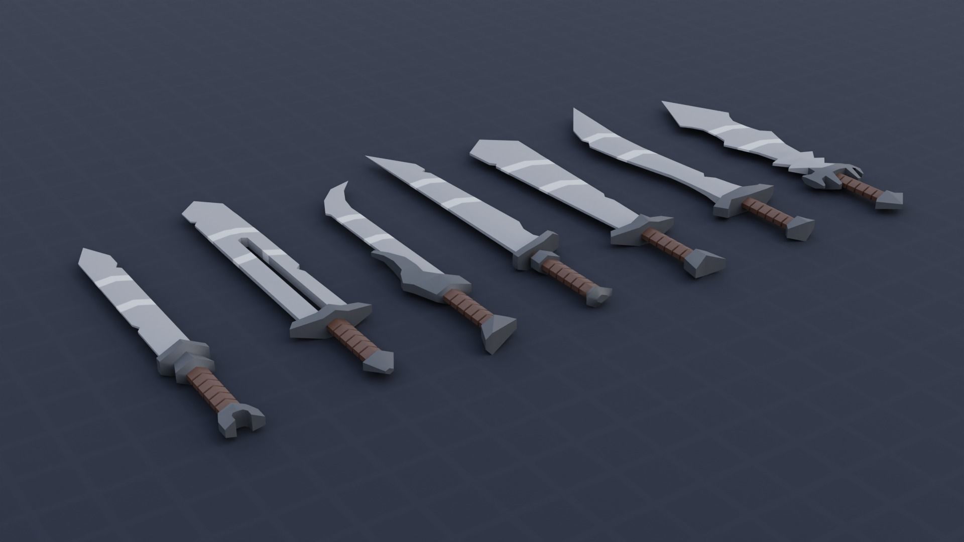 LowPolySwordCollection Low-poly 3D model_1