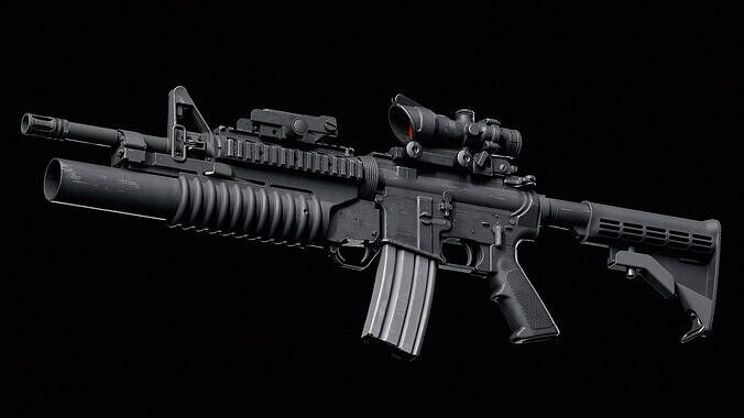M4-M203 Low-poly 3D model