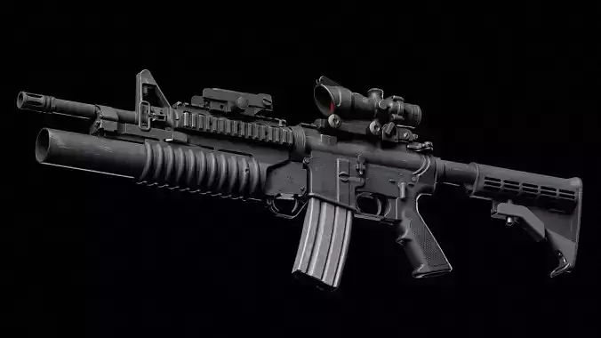 M4-M203 Low-poly 3D model