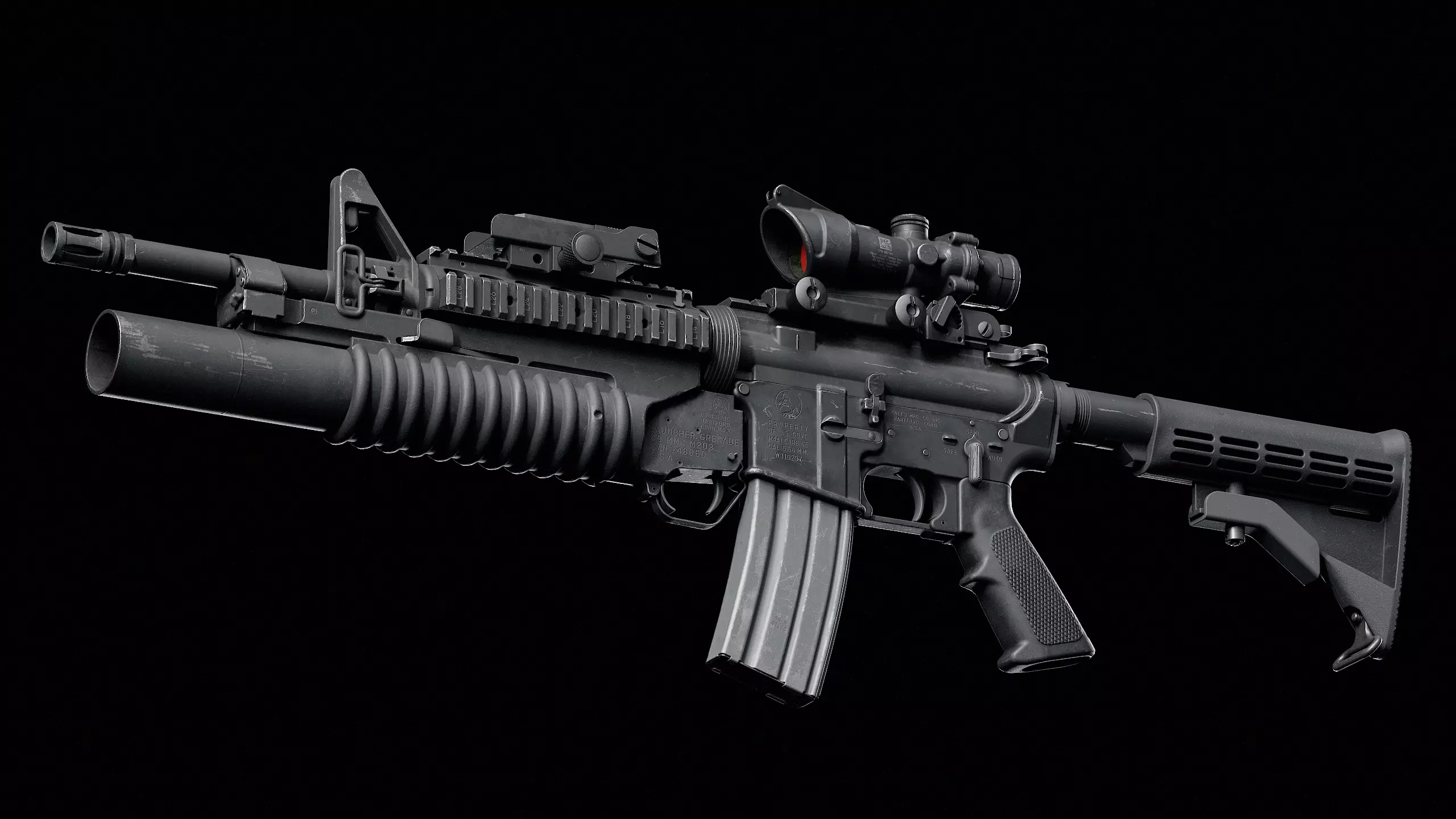 M4-M203 Low-poly 3D model_0