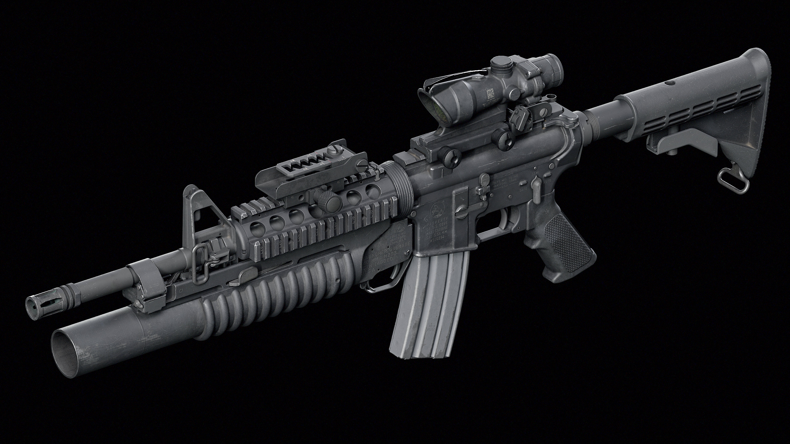 M4-M203 Low-poly 3D model_8