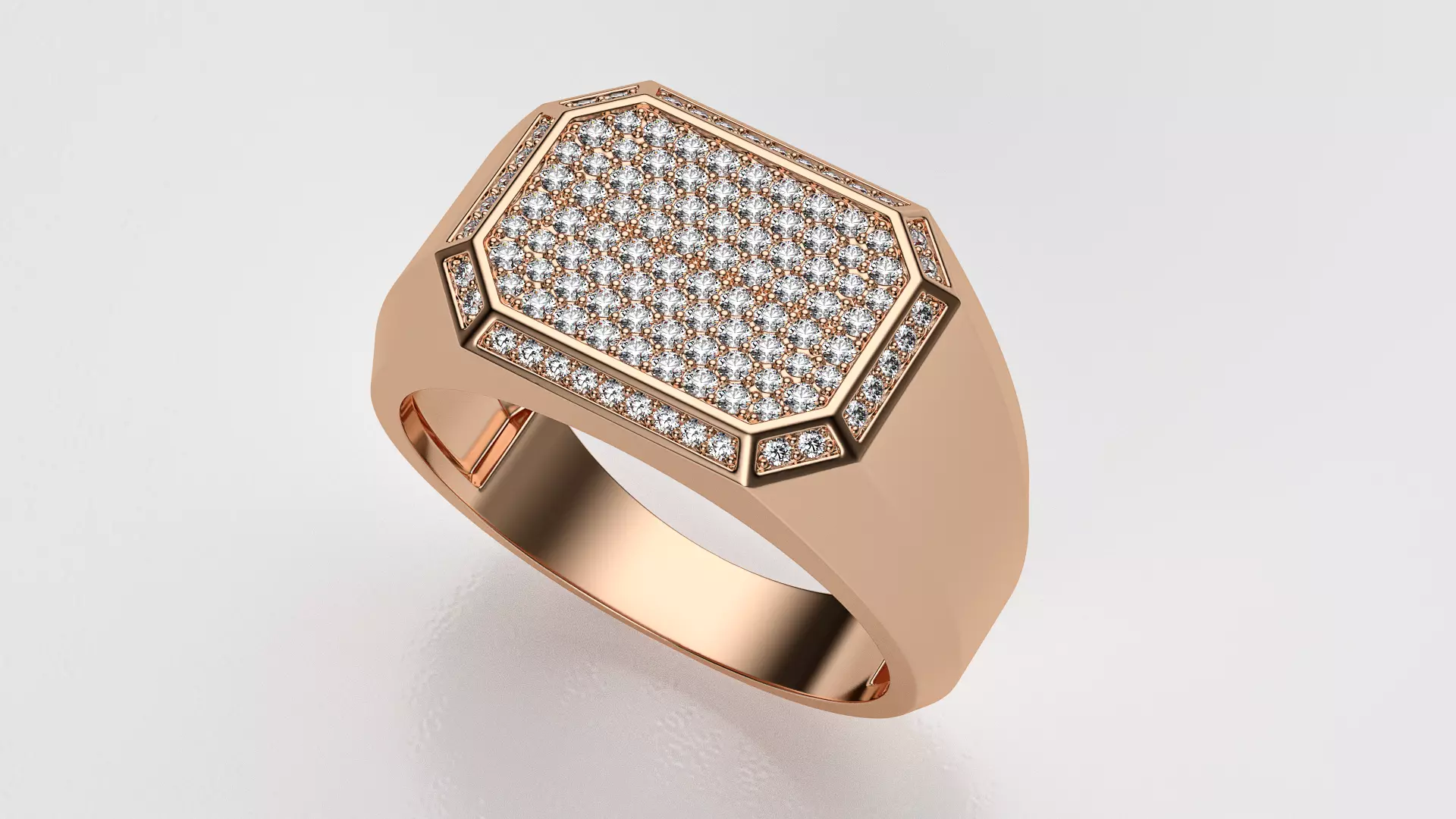 Men signet ring with stones 3D print model