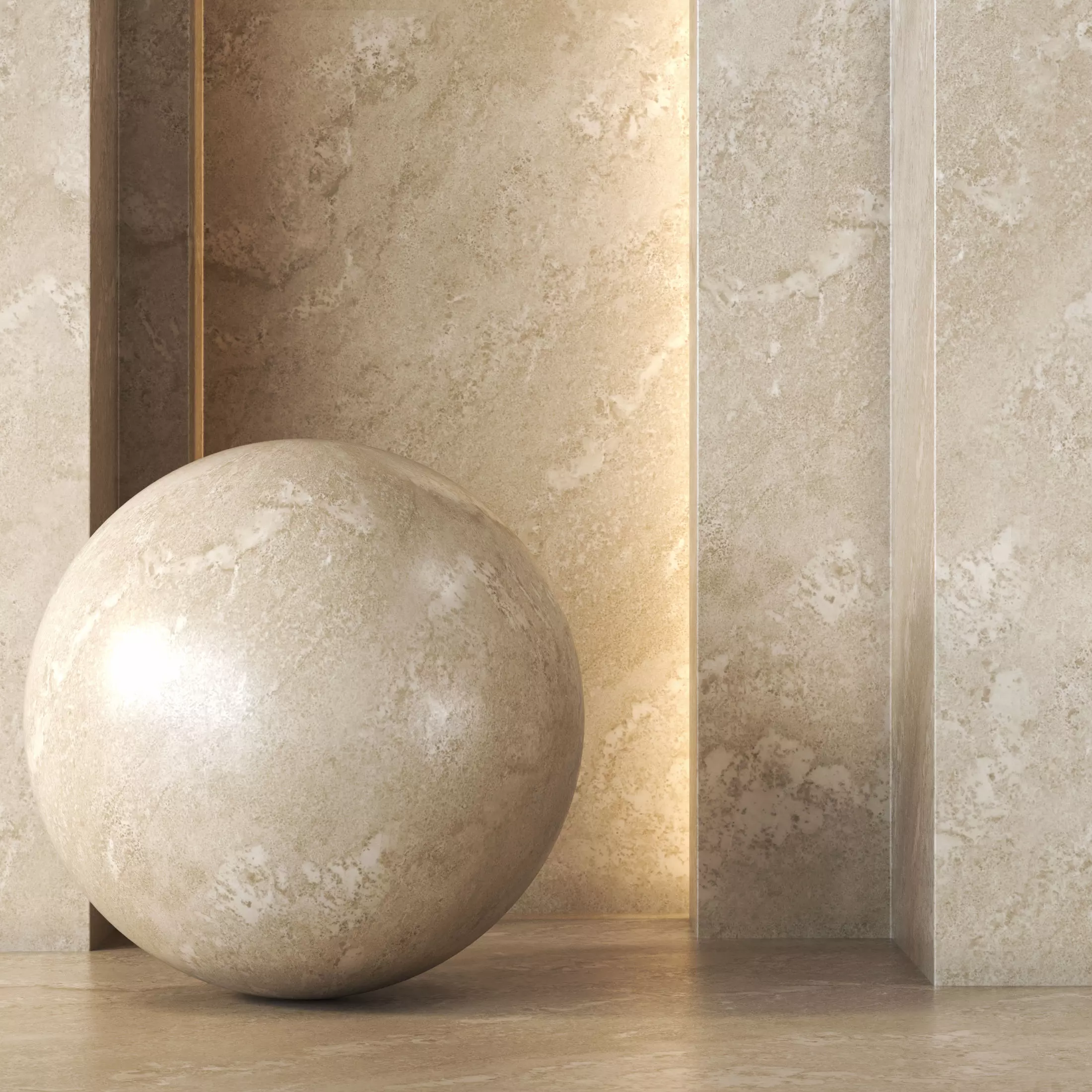 Beige Travertine Stone Texture 4K - Seamless Texture_0