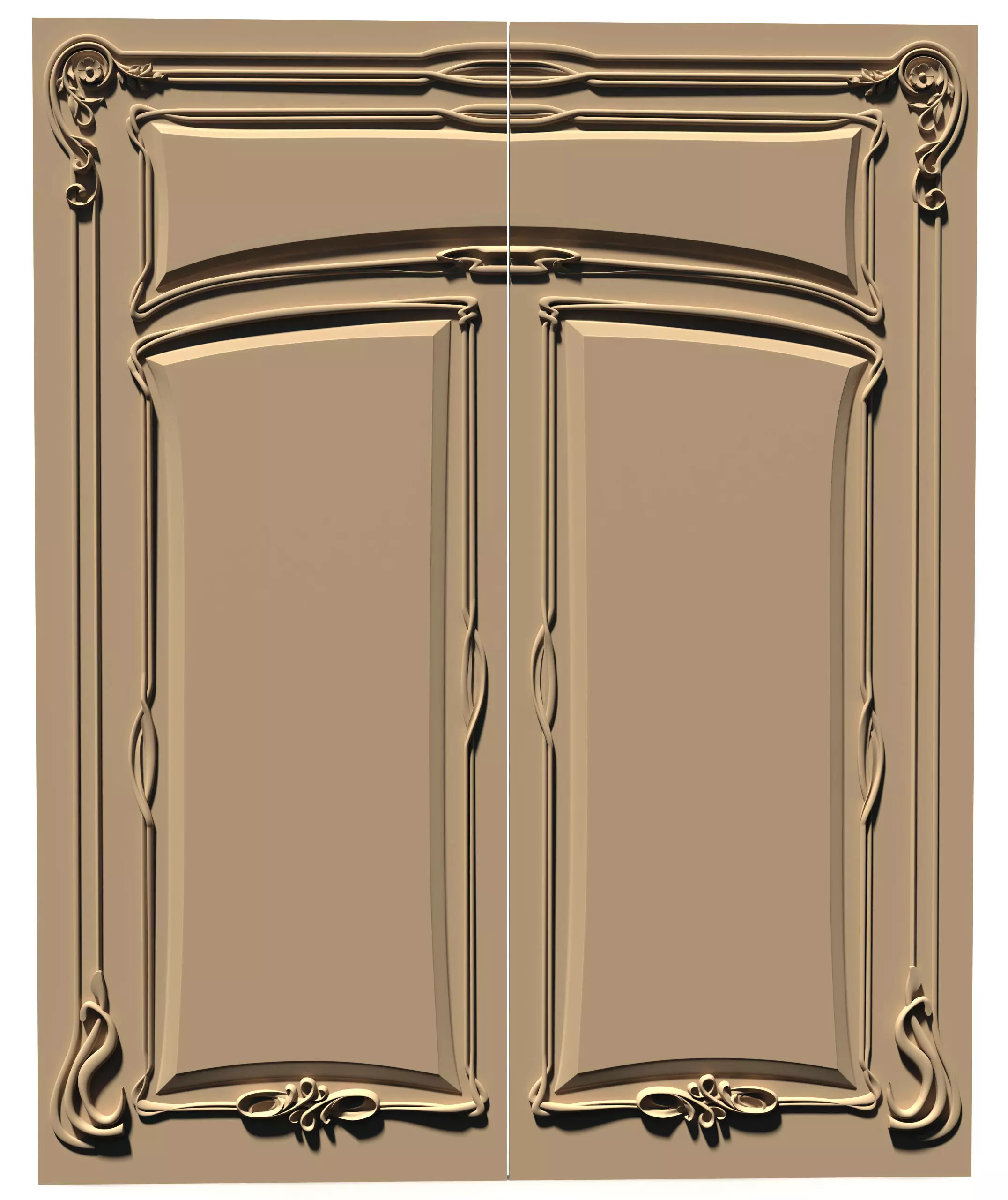 Doors with curls flowers and leaves for CNC machine 3D print model