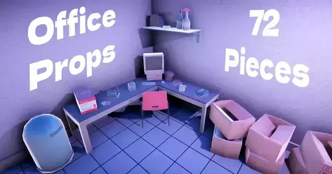 Low Poly Office Pack - 72 Props