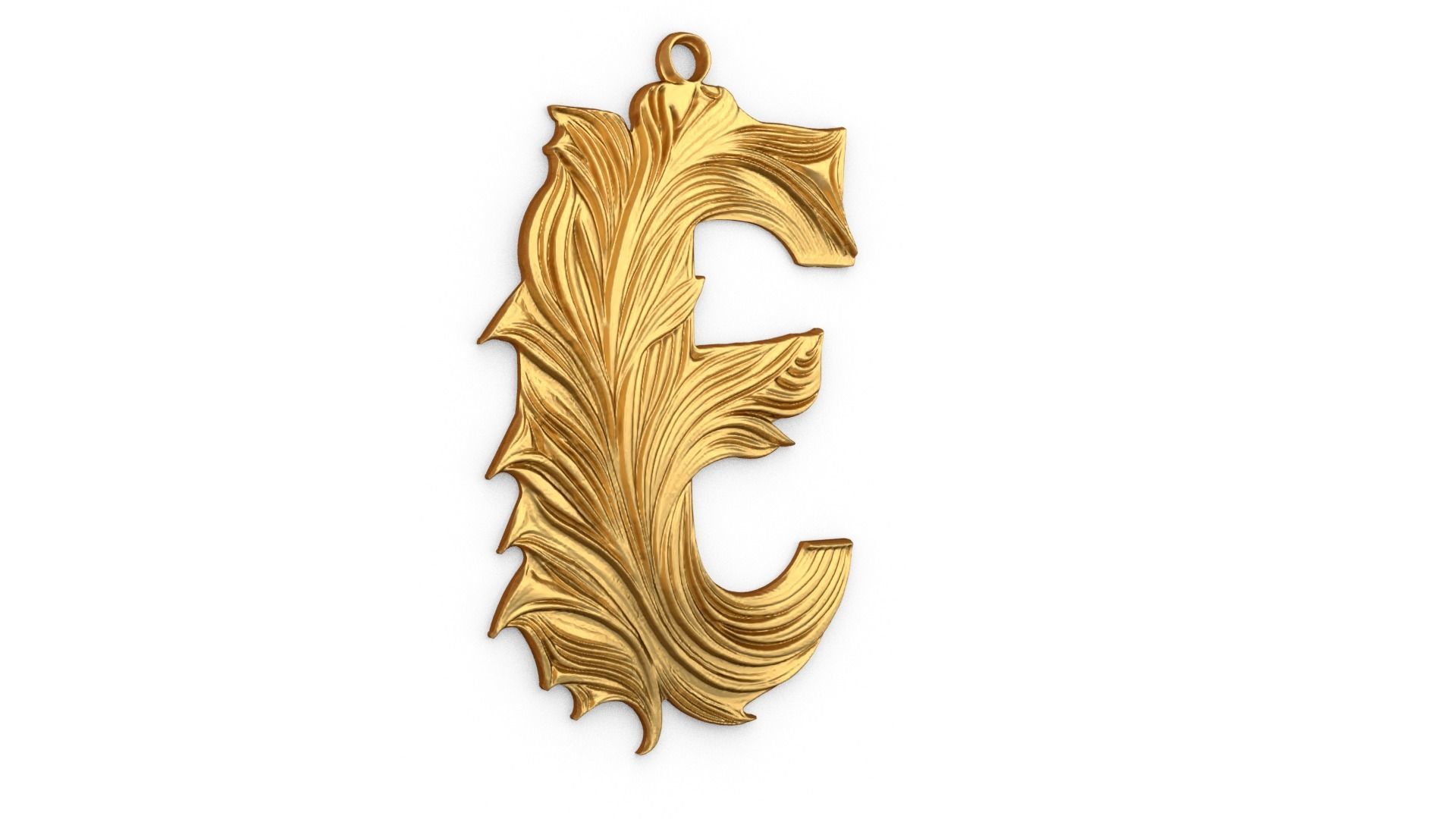 Alphabet Letter E Pendant 3D print model_1