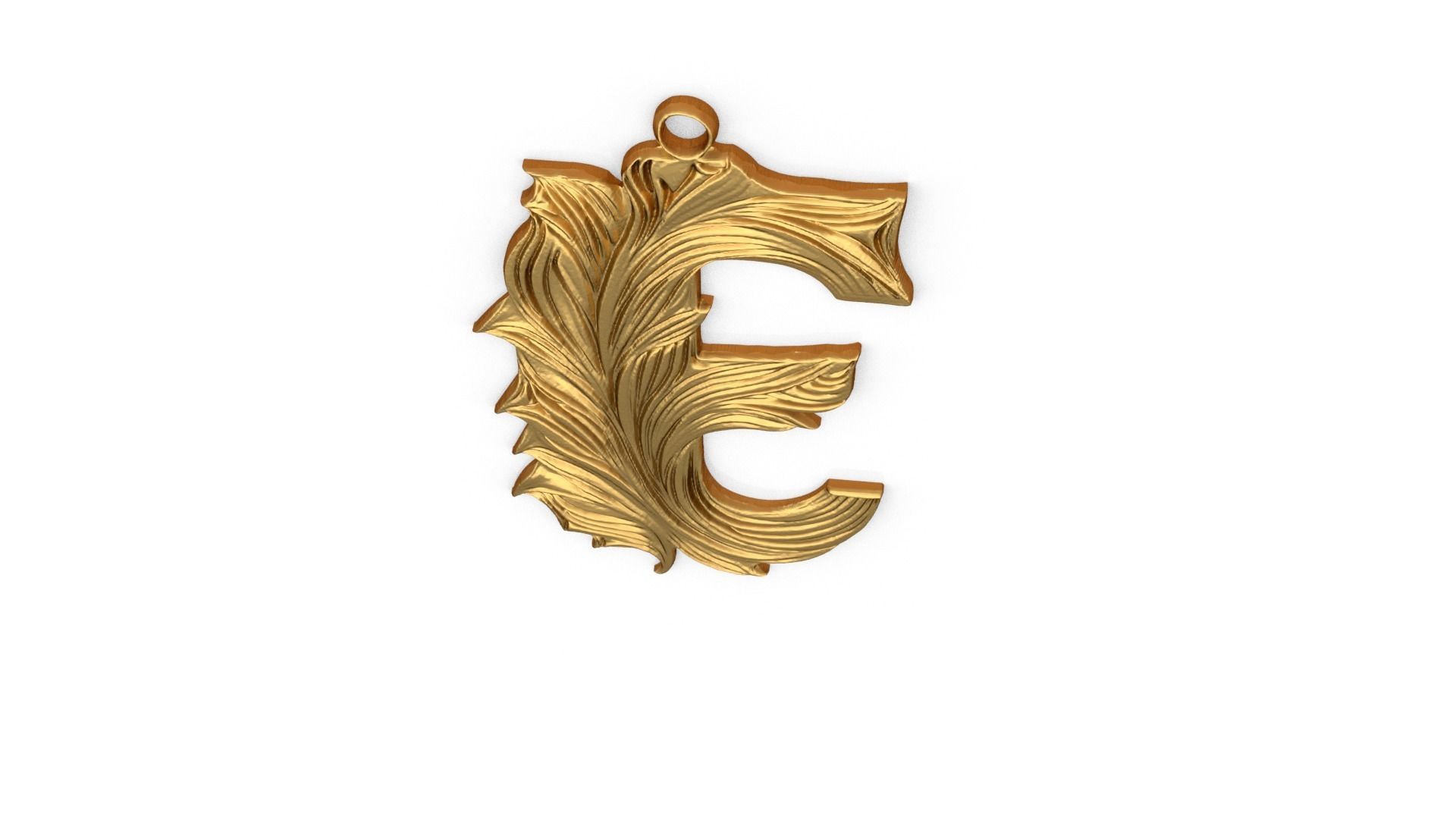 Alphabet Letter E Pendant 3D print model_4
