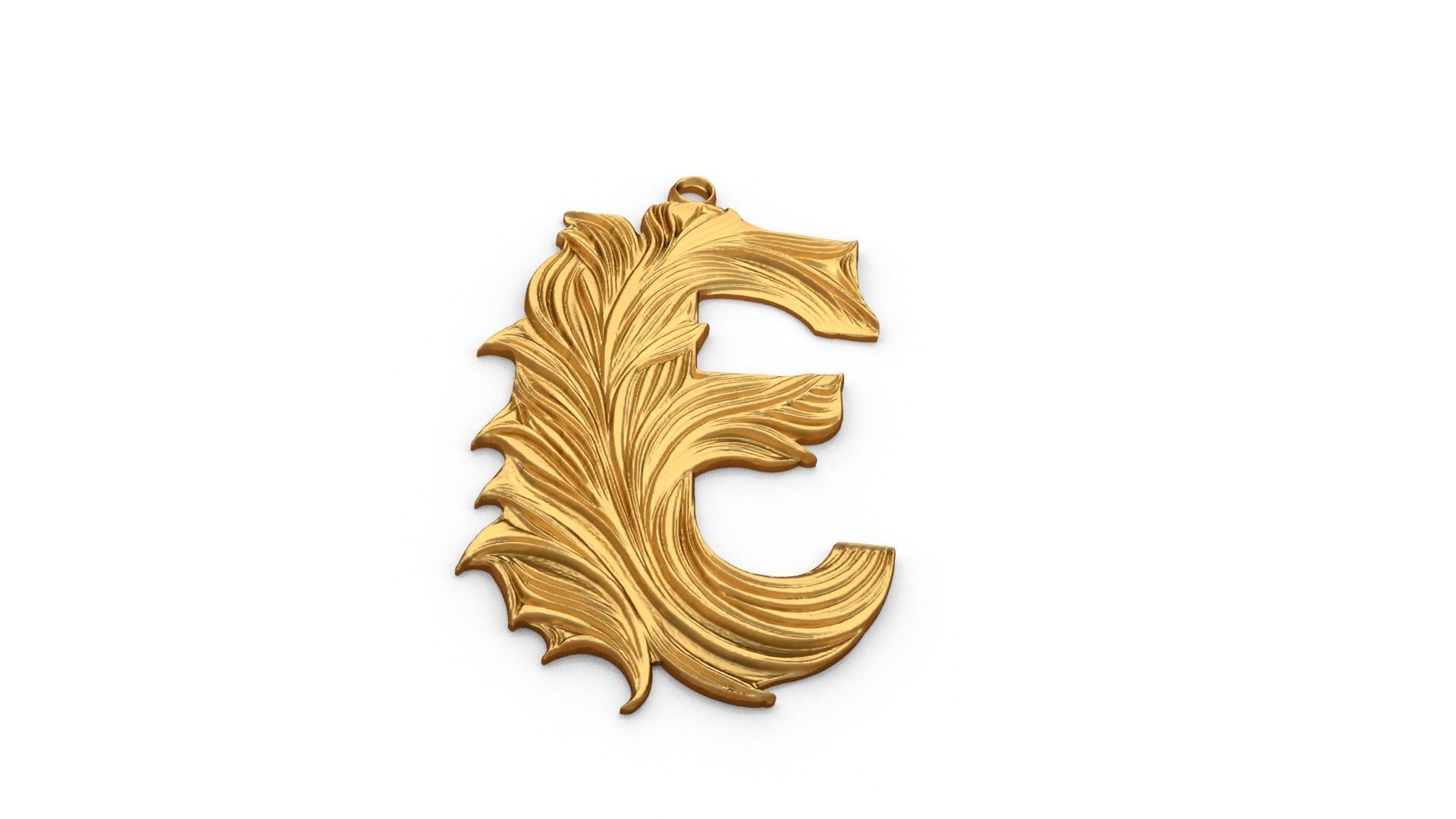 Alphabet Letter E Pendant 3D print model_3