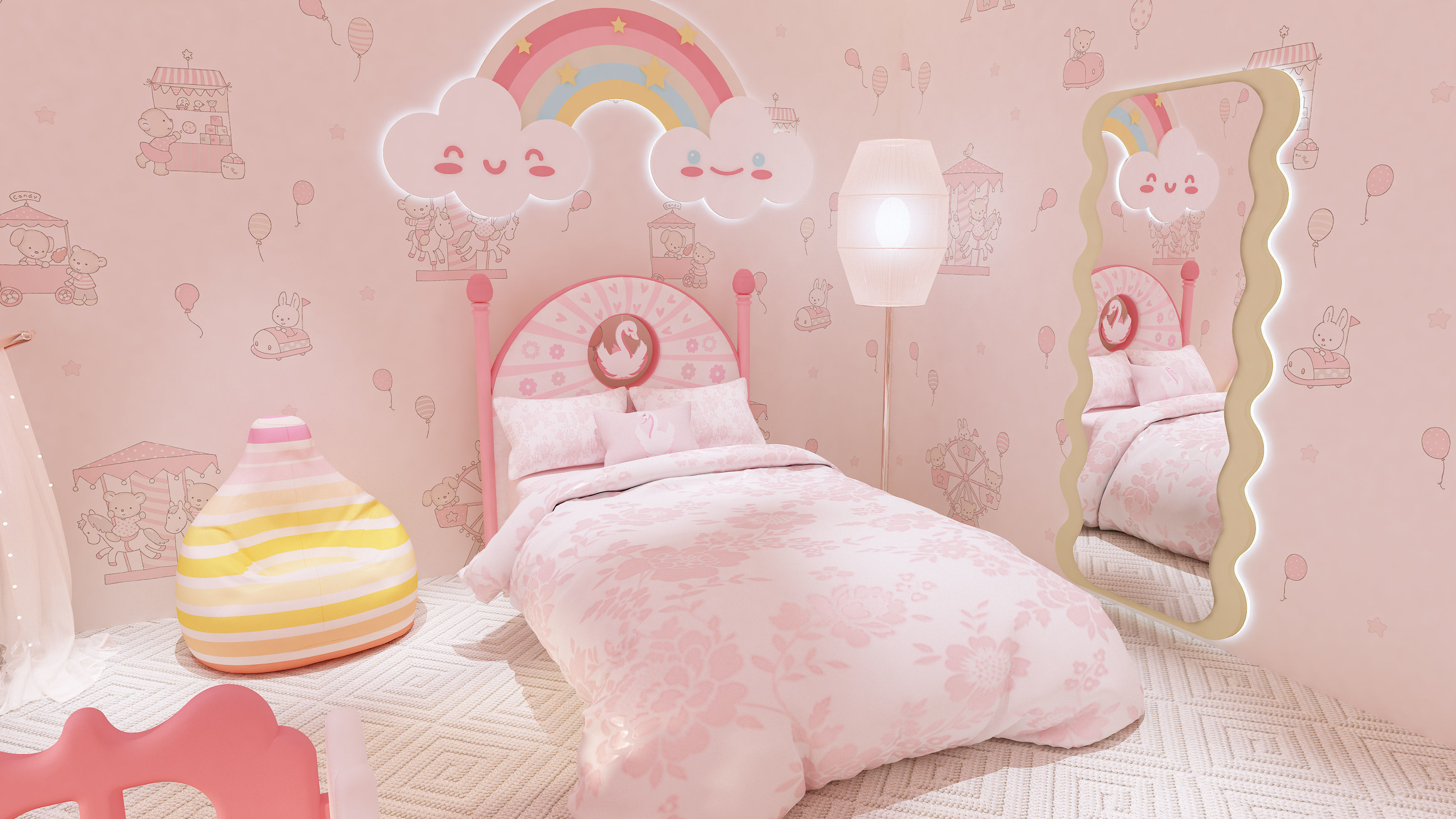 Newborn Baby Girl Bedroom Design 3D model_10