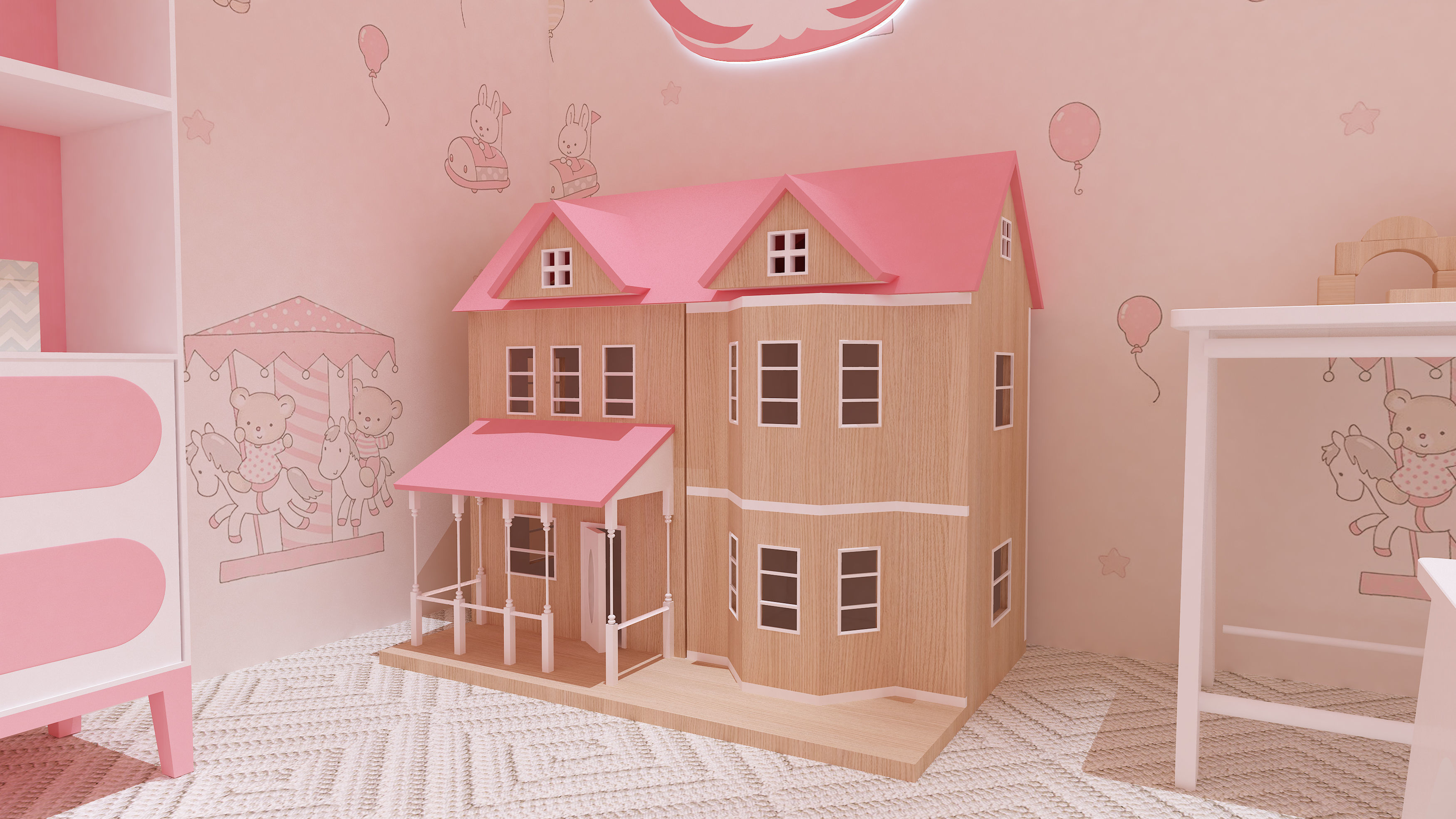 Newborn Baby Girl Bedroom Design 3D model_12