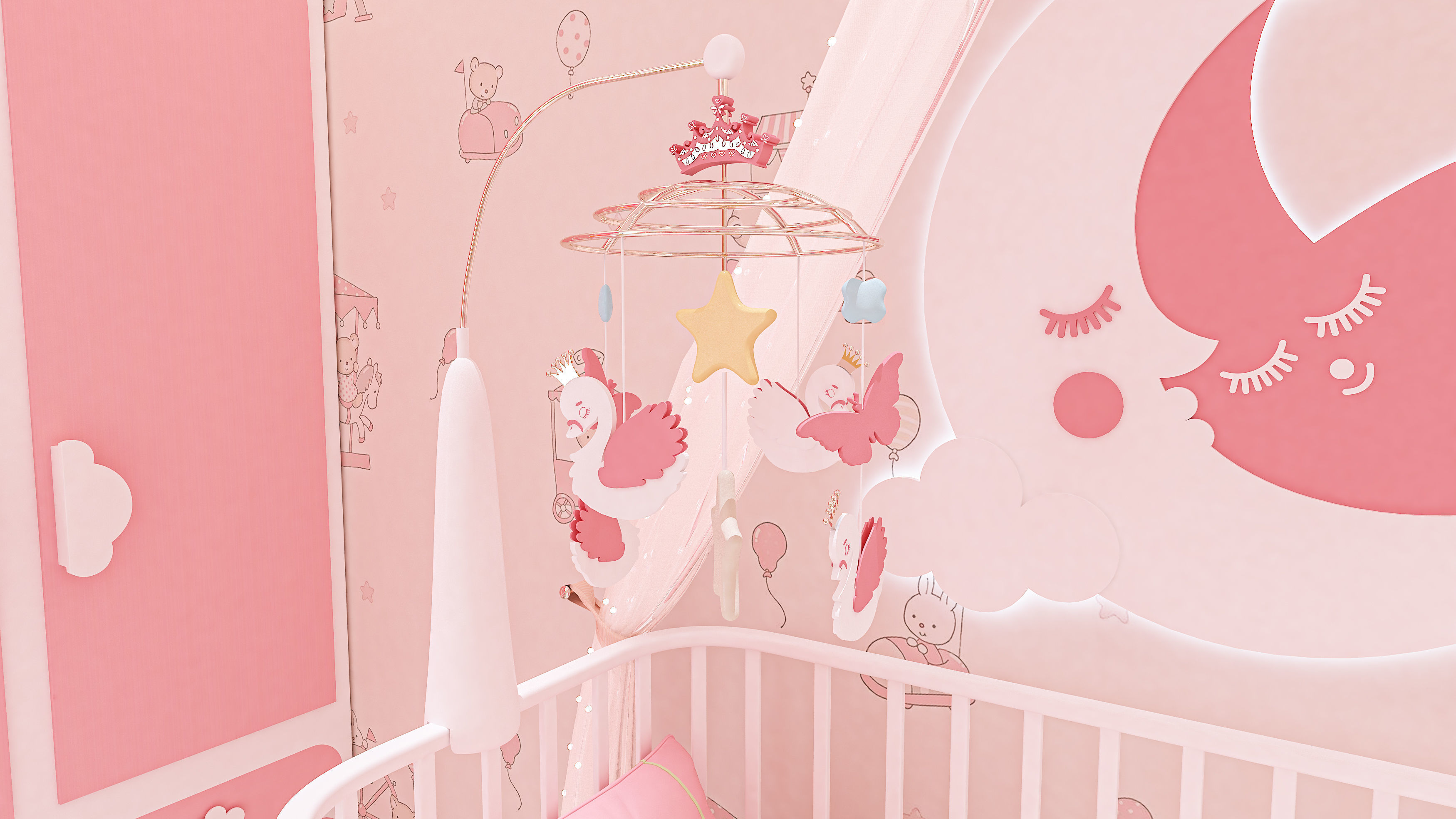 Newborn Baby Girl Bedroom Design 3D model_14
