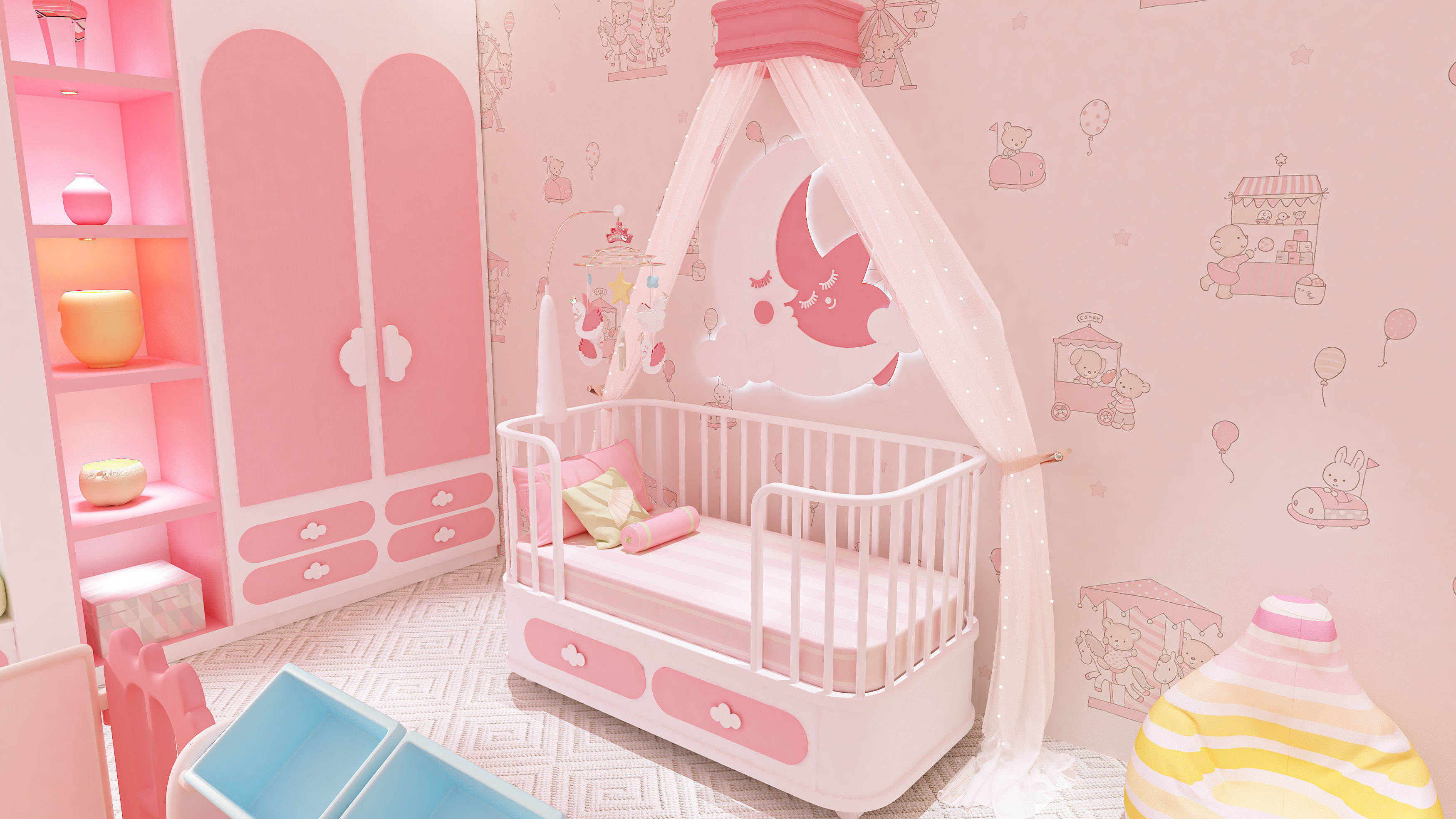 Newborn Baby Girl Bedroom Design 3D model_9