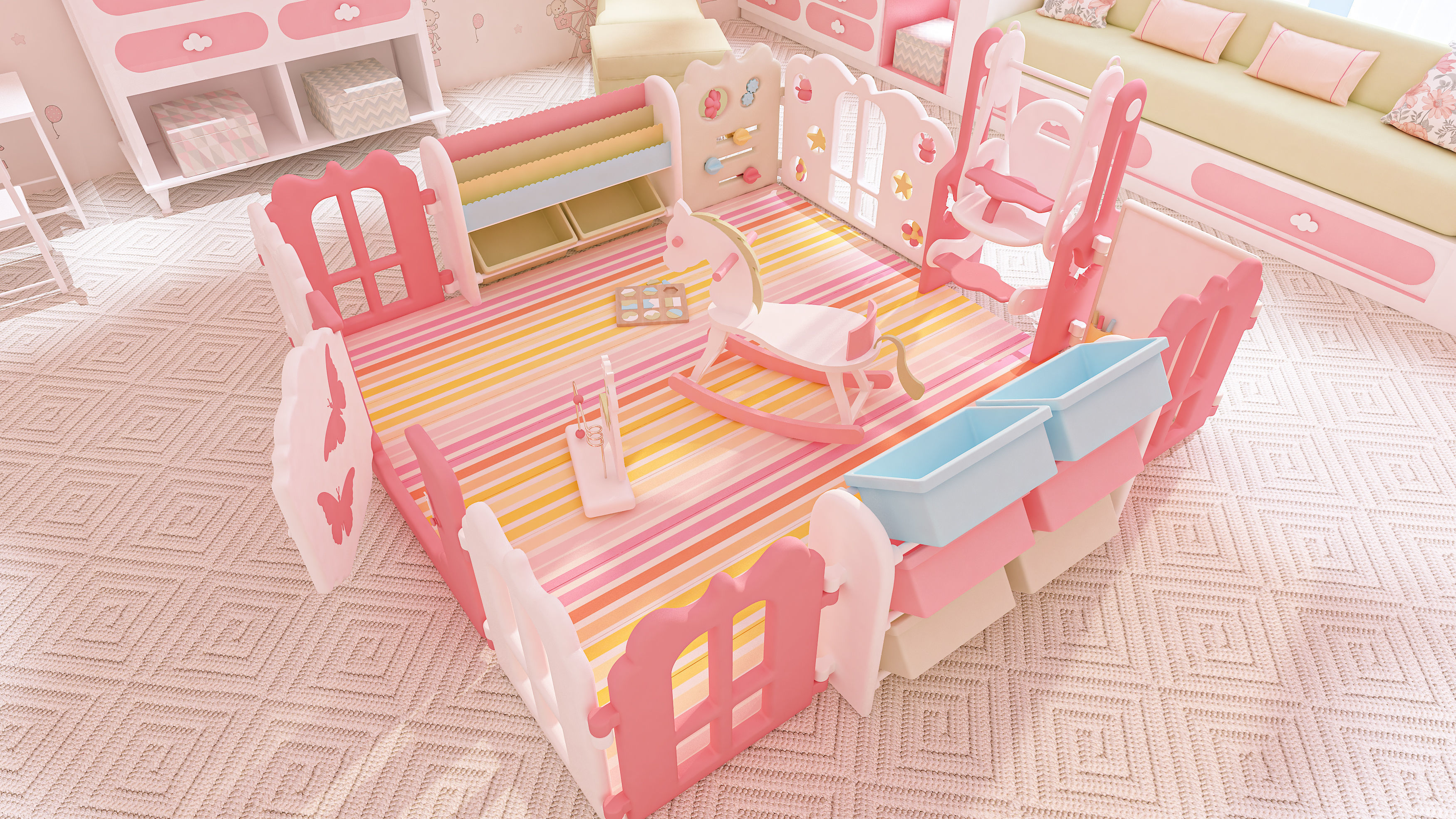 Newborn Baby Girl Bedroom Design 3D model_8