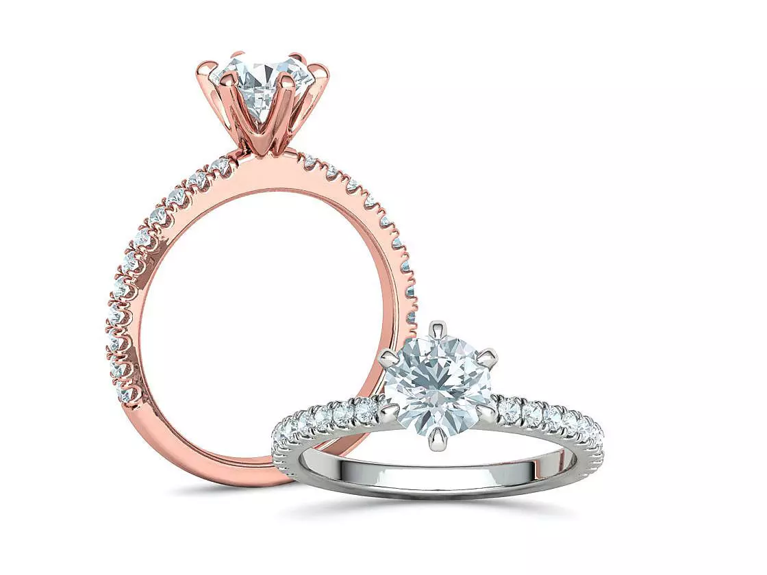 1ct Diamond Solitaire Engagement Ring French Pave setting 3D print model