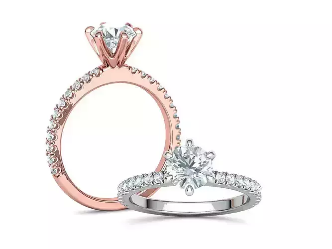 1ct Diamond Solitaire Engagement Ring French Pave setting 