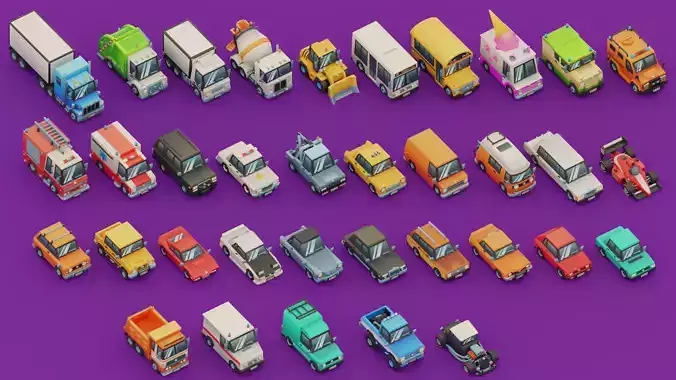 Low Poly Toon Cars Pack