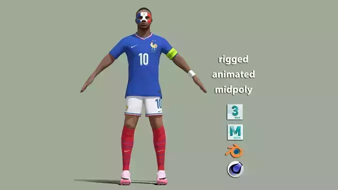 T-Pose Rigged Kylian Mbappe Euro 2024