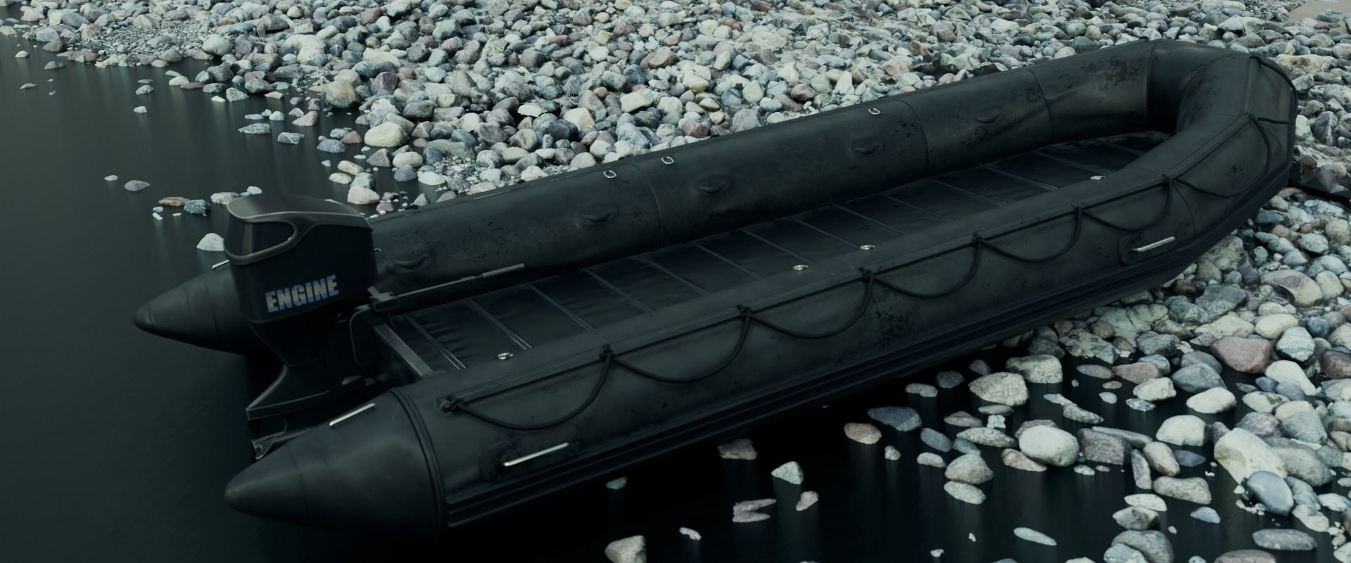 Inflatable boat Game ready PBR Low-poly 3D model_1