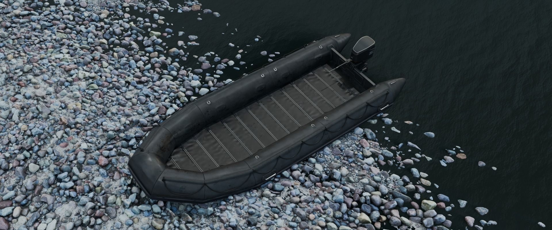 Inflatable boat Game ready PBR Low-poly 3D model_7