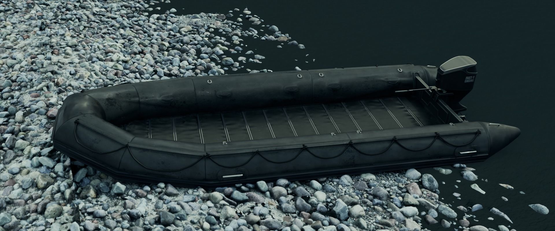 Inflatable boat Game ready PBR Low-poly 3D model_2