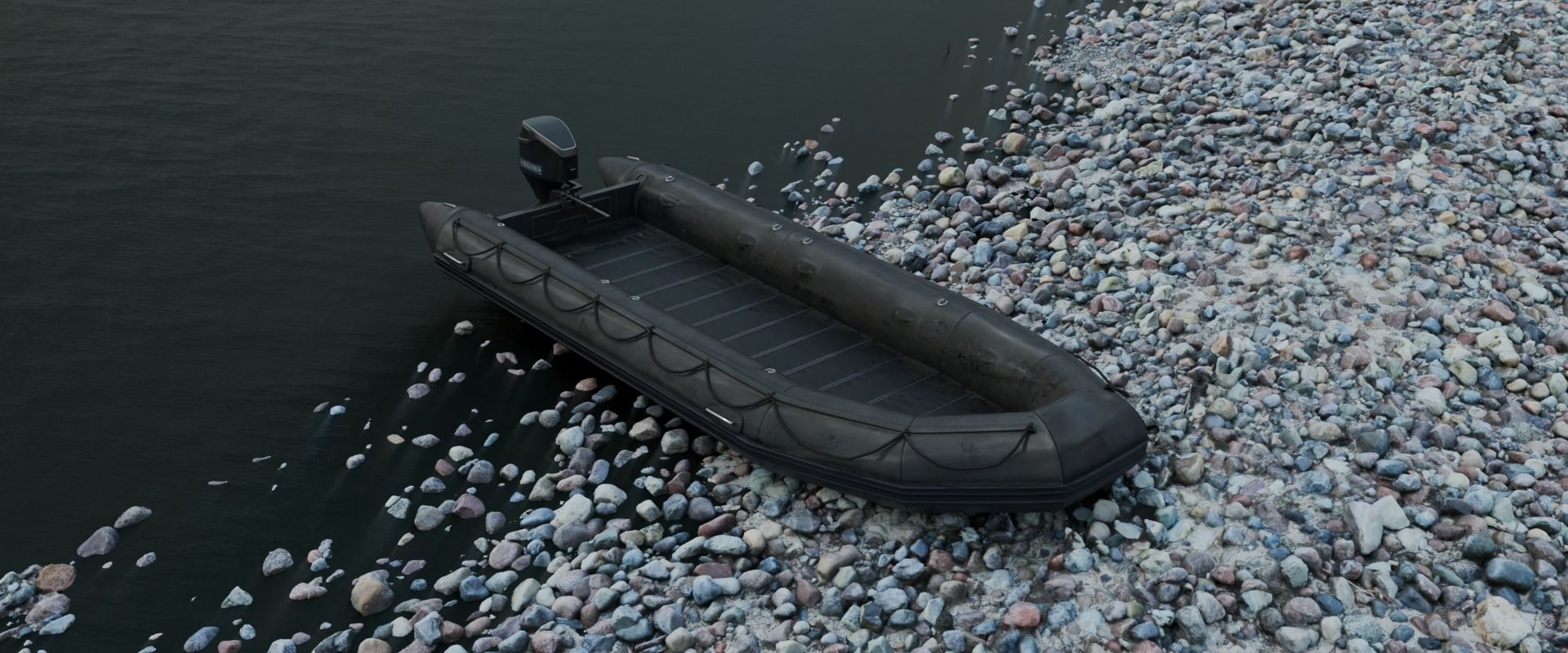 Inflatable boat Game ready PBR Low-poly 3D model_4