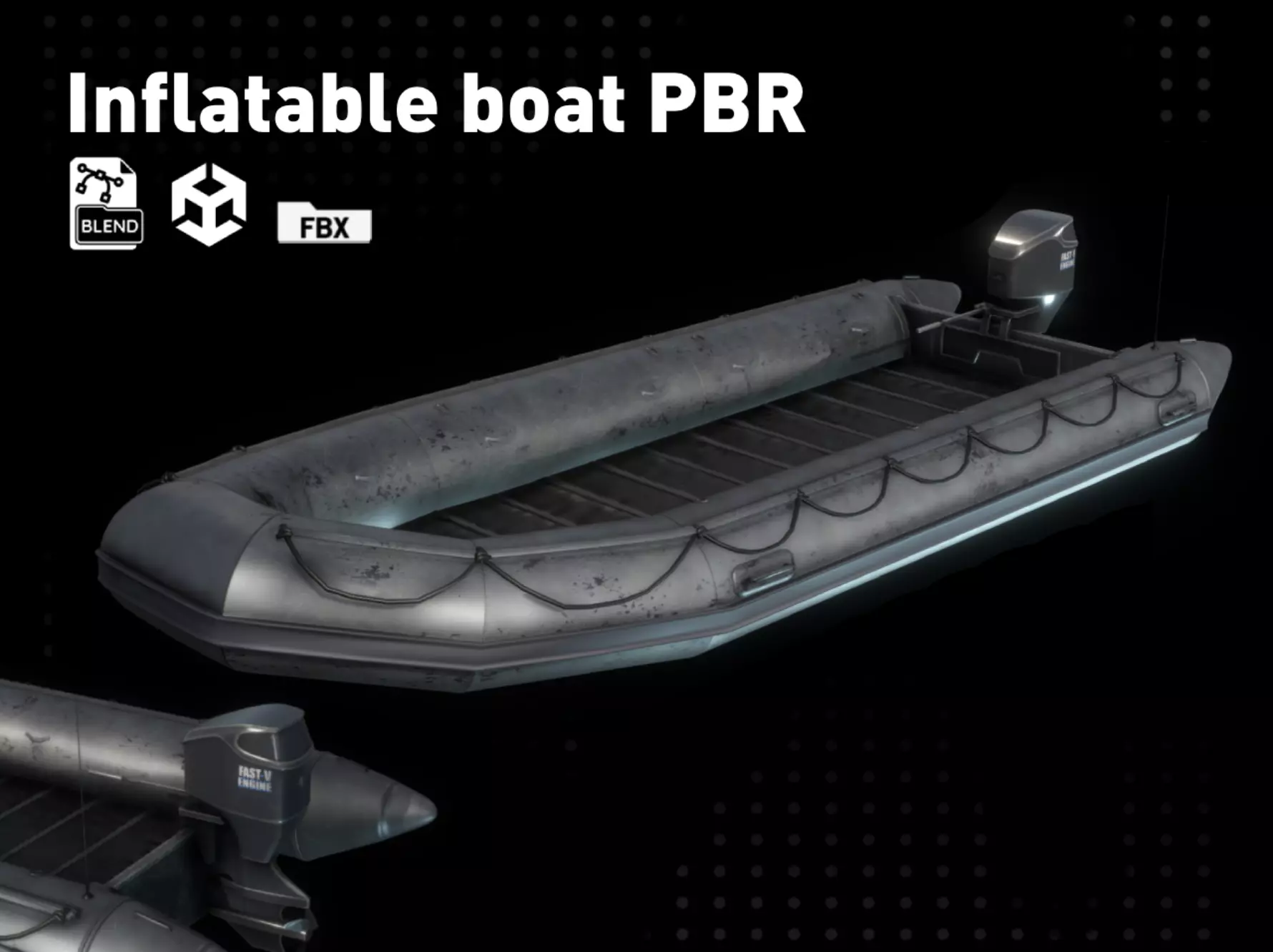 Inflatable boat Game ready PBR Low-poly 3D model_0