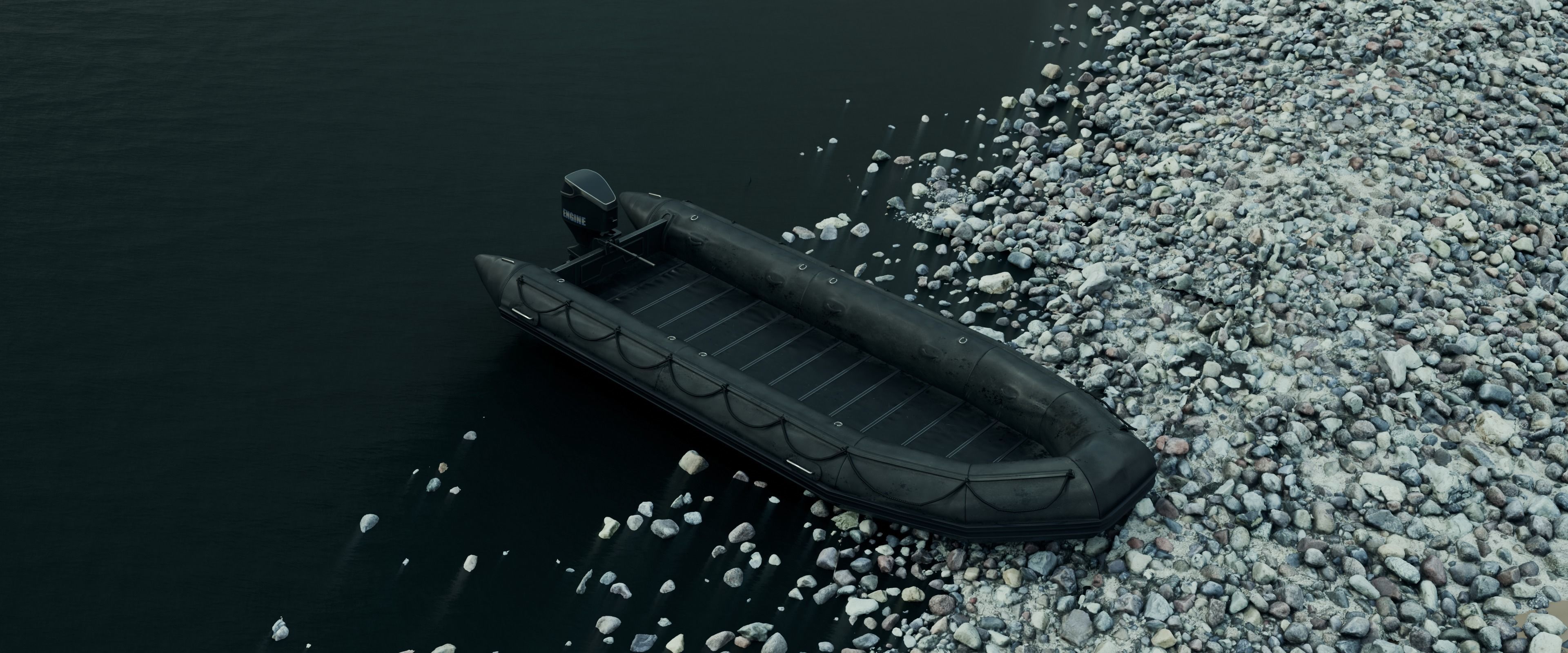 Inflatable boat Game ready PBR Low-poly 3D model_6