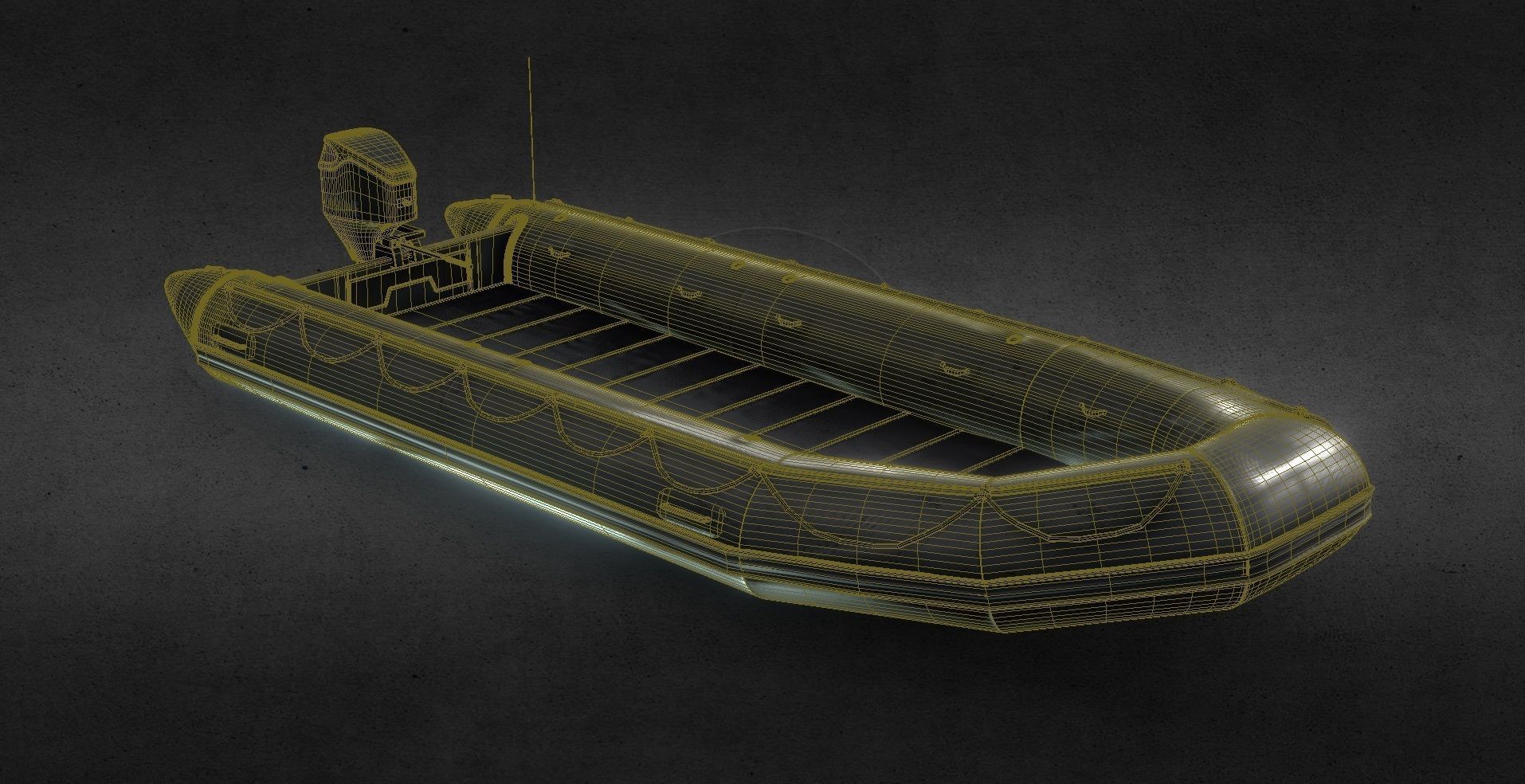 Inflatable boat Game ready PBR Low-poly 3D model_3