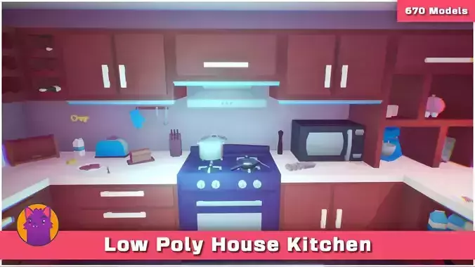 Low Poly House Interior - Kitchen