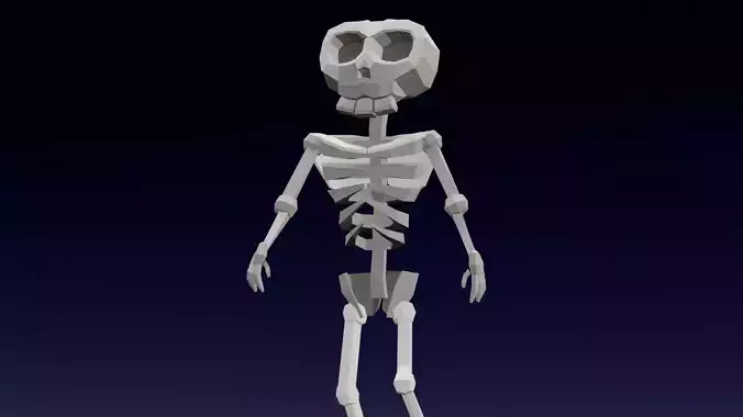 Cartoon Skeleton Animated Rigged  Low-poly 3D model