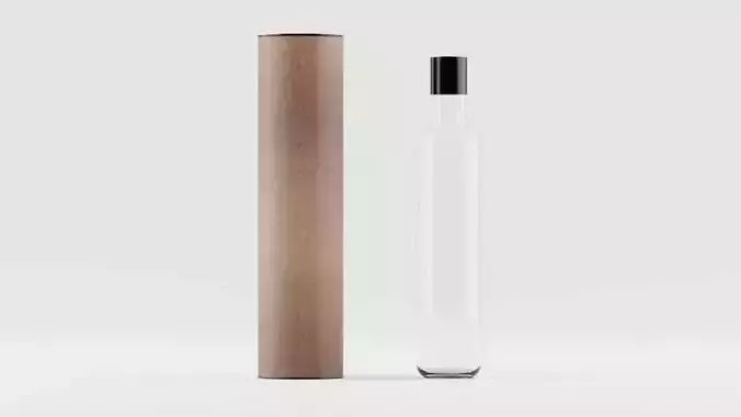 Oil bottle and box 3D model
