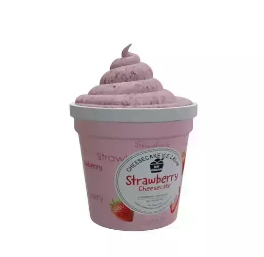 Ice cream tubs Strawberry Cheesecake Ice Cream Tub Low-poly 3D model
