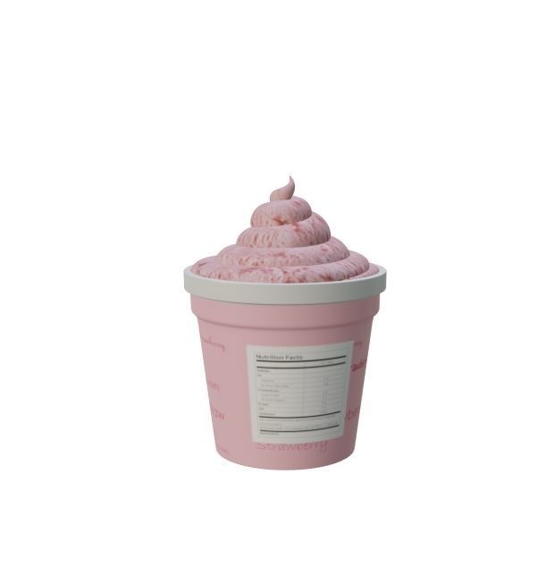 Ice cream tubs Strawberry Cheesecake Ice Cream Tub Low-poly 3D model_3