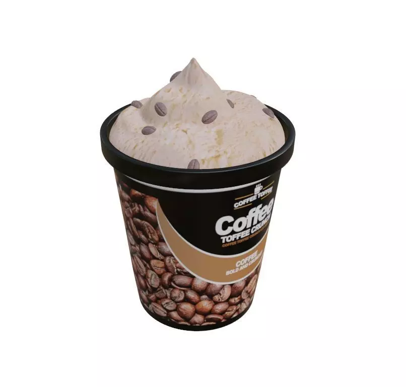 Ice cream tubs Coffee Toffee Crunch Ice Cream Tub Low-poly 3D model_0